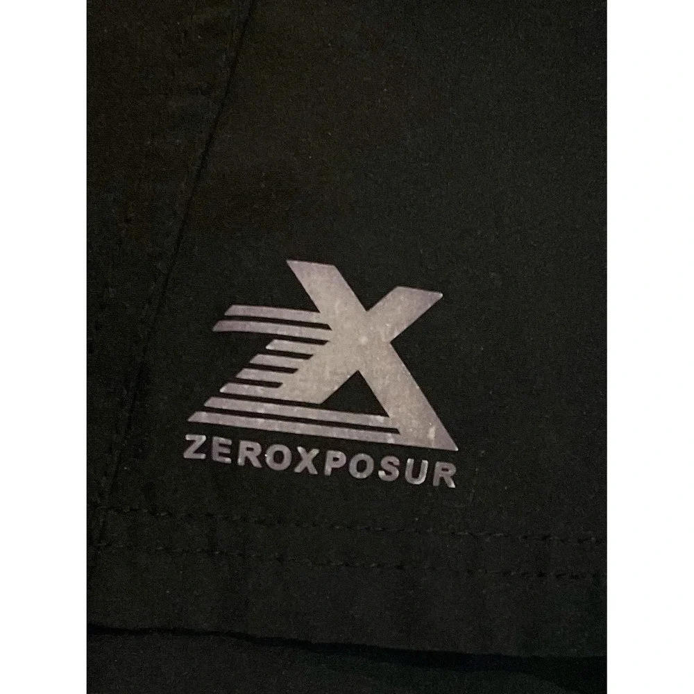 ZEROXPOSUR Black Shorts Mens Size Medium‎ M Side Pocket Elastic Waist Swim $48